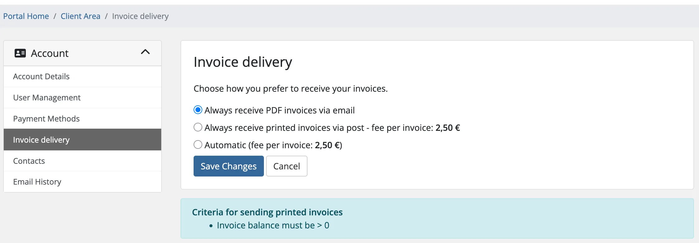 Clients opt into paper delivery themselves