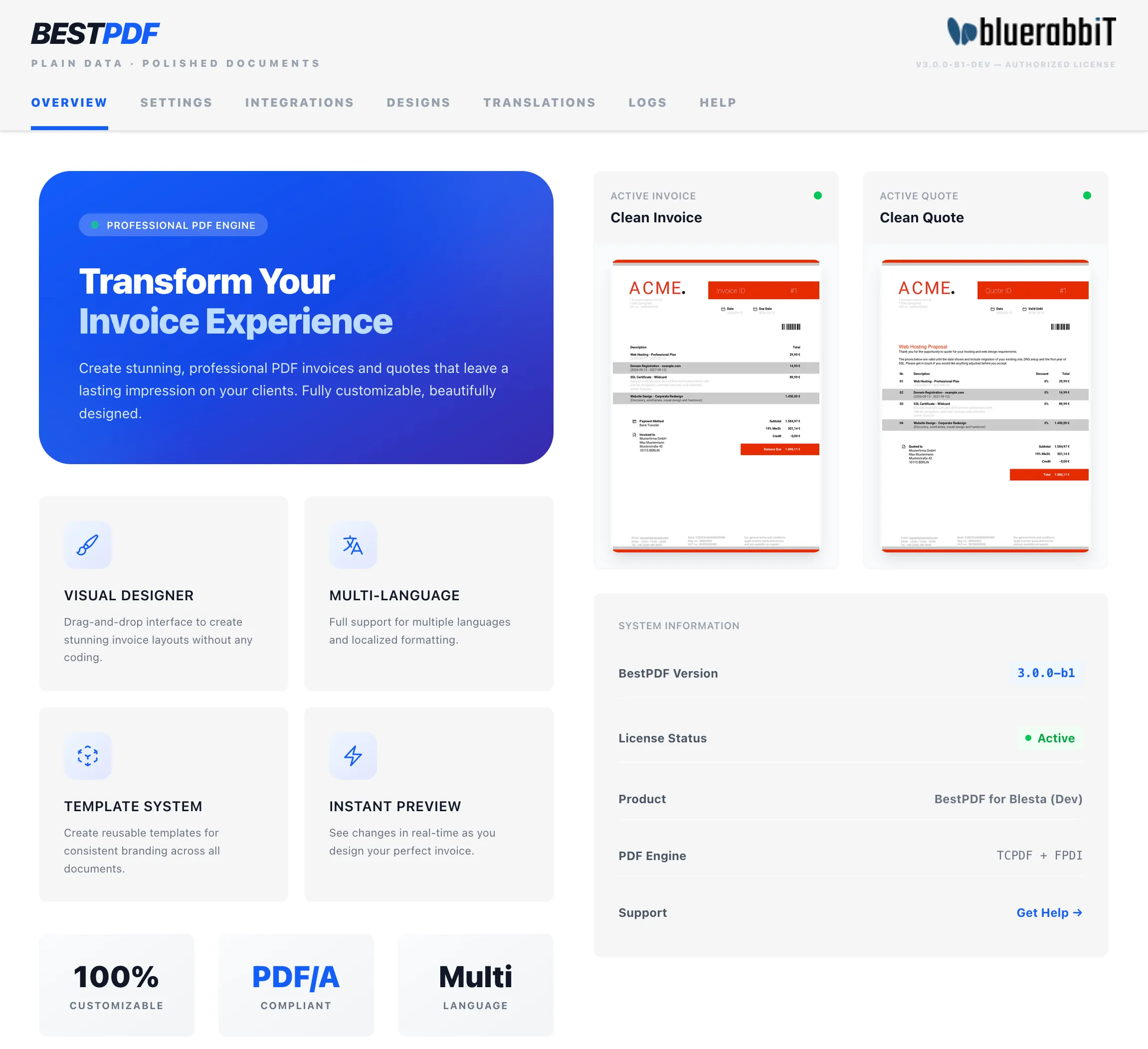 The BestPDF dashboard
