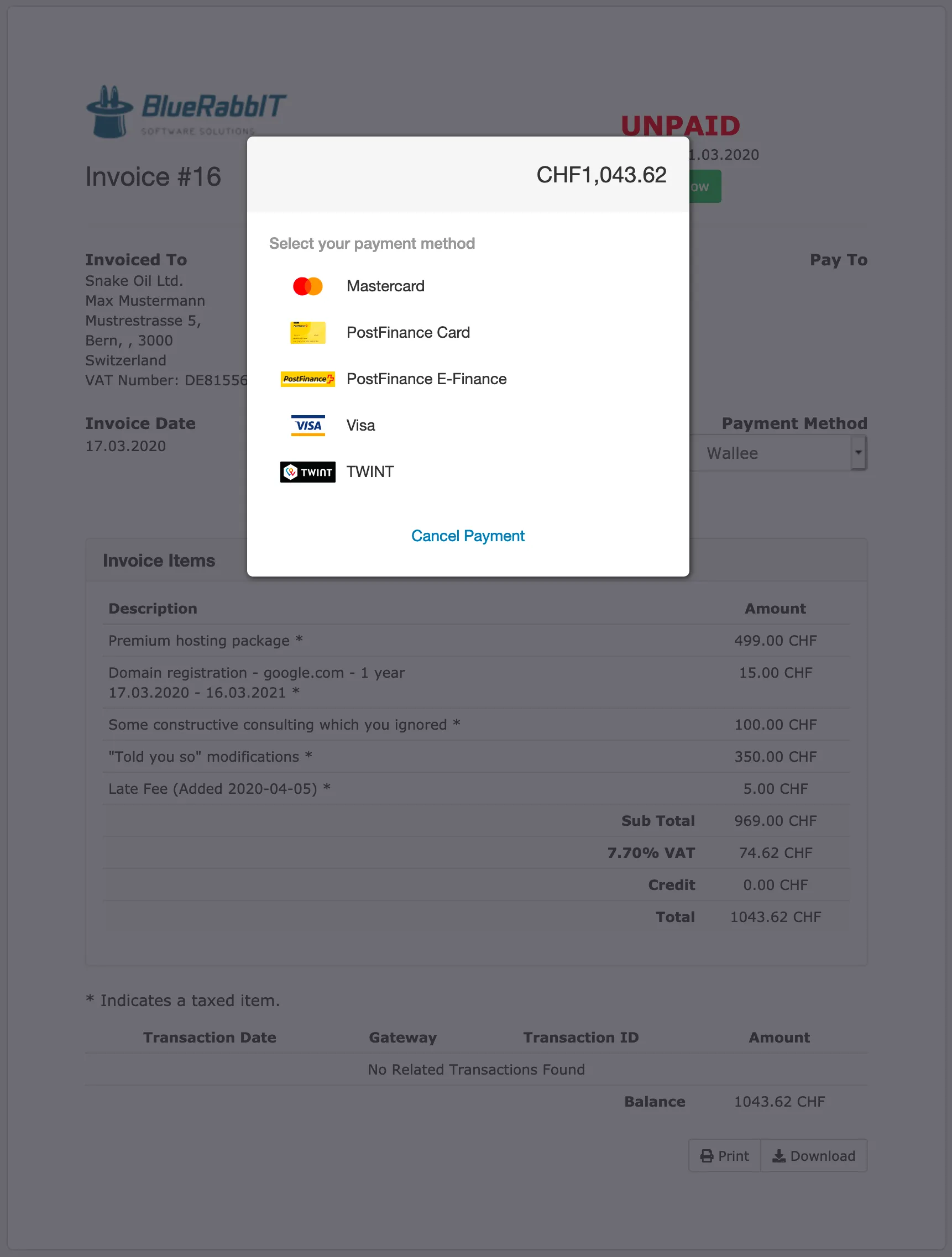 Checkout lightbox