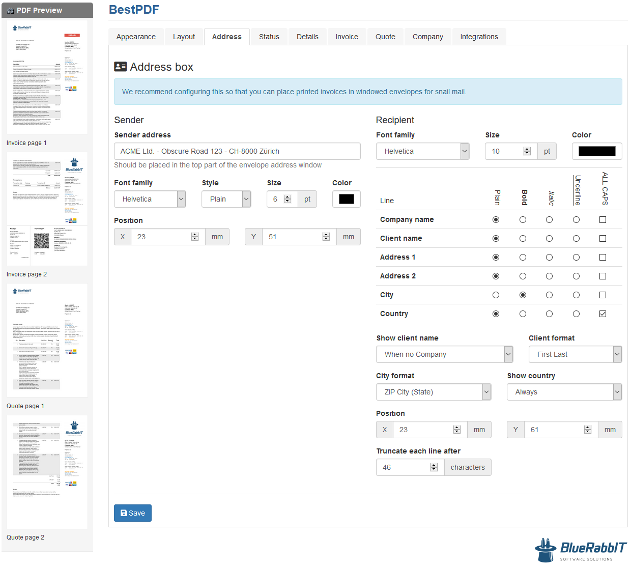 Address configuration