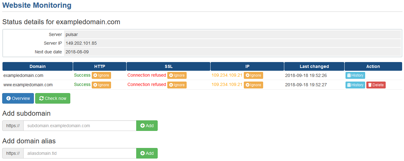 Subscription details